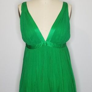 Foley and Corinna Green Pleated Chiffon Dress